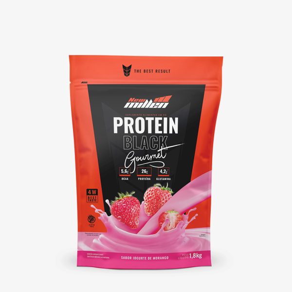 PROTEIN BLACK NEW MILLEN 1,8KG - IOGURTE DE MORANGO