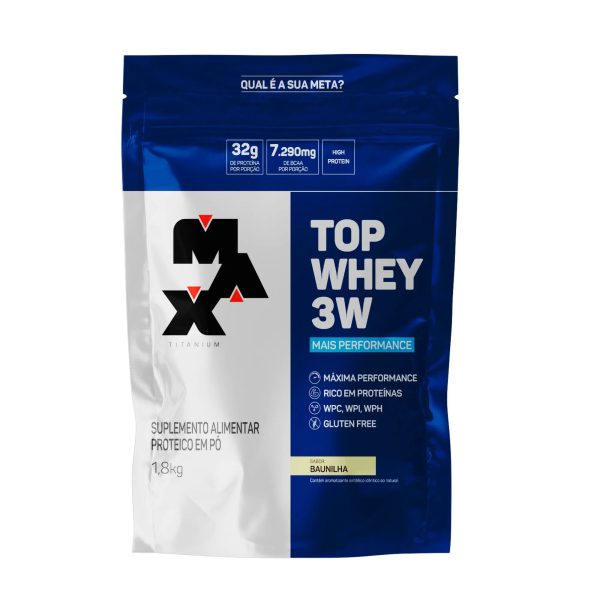 TOP WHEY 3W BAUNILHA 1,8KG - MAX TITANIUM