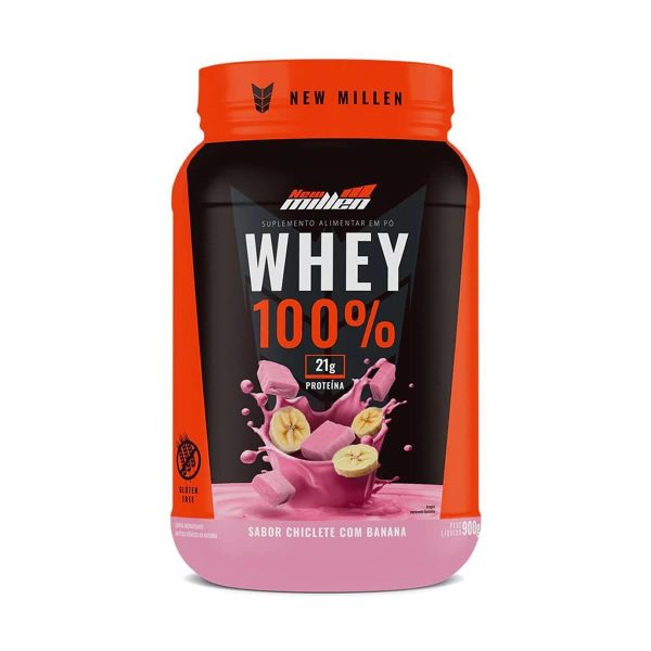WHEY 100% 900g NEW MILLEN - POTE - CHICLETE COM BANANA